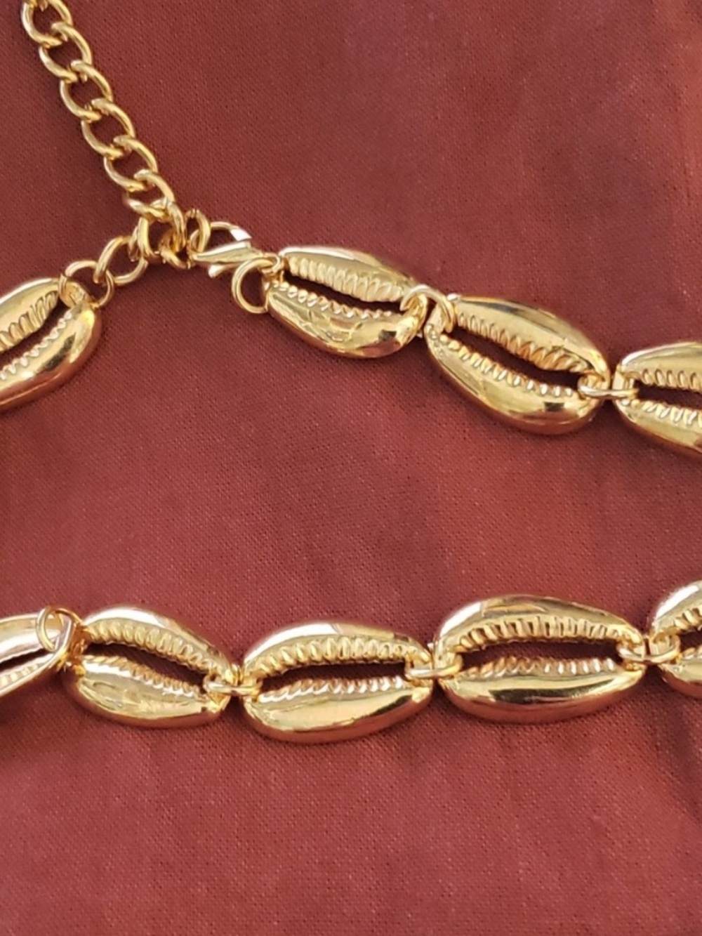 WeWoreWhat Gold Cowrie Shell Chain Halter Midi Dress in Cappuccino Rust NEW L - Picture 3 of 6